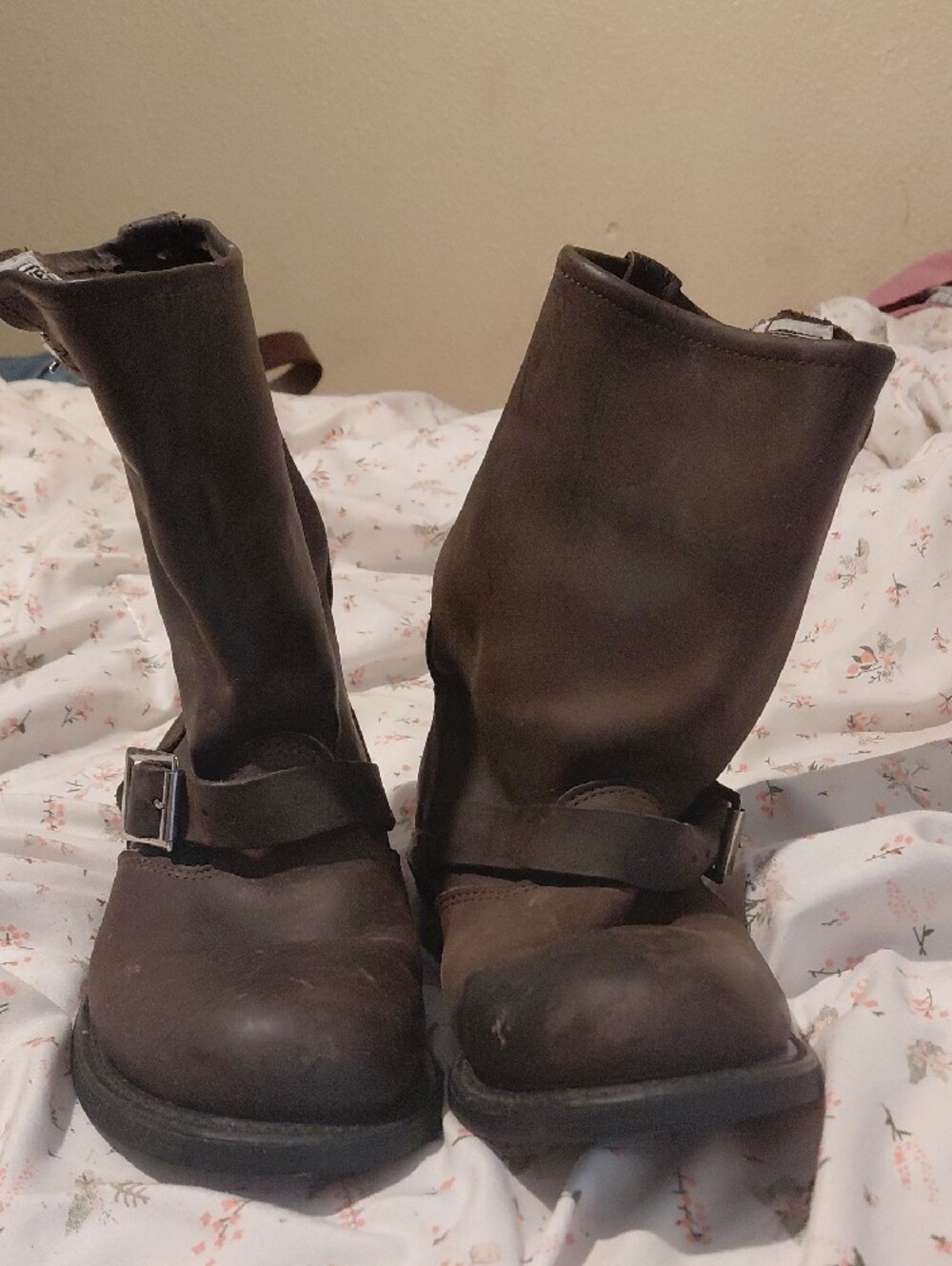 Size 7 Frye Brown Leather Mid-Calf Buckle Boots - Picture 3 of 6